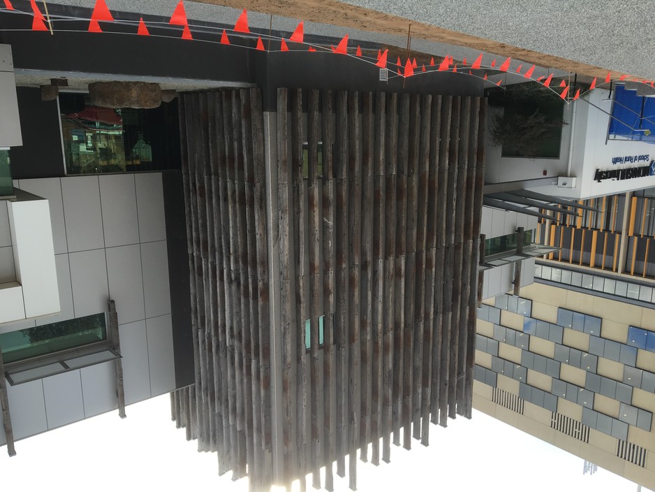 LMB Constructions Pic 1 - Reclaimedrecycled red gum sleeper wall built by LMB constructions