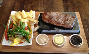 Gstonecooking Pic 5 - Steak stone with solid bamboo platter