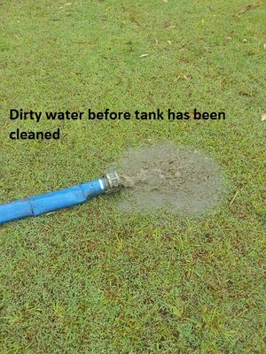 Rainwater Tank Cleaning Pic 2 - Dirty water before the tank was cleaned