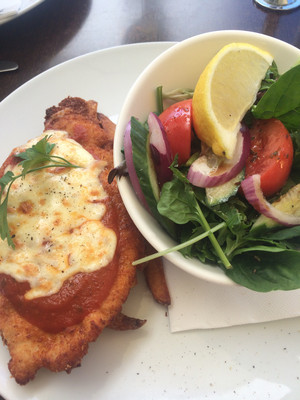 Lake Cafe & Bar Pic 2 - Lunch special chicken Parmy salad