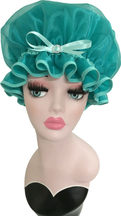 Glam Living Pic 1 - Glam Kapz in Teal Organza with Diamante