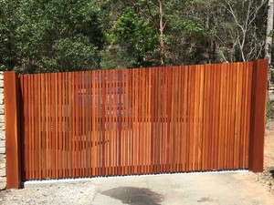 Smart Installations Pic 2 - Red Ironbark batten gate automated