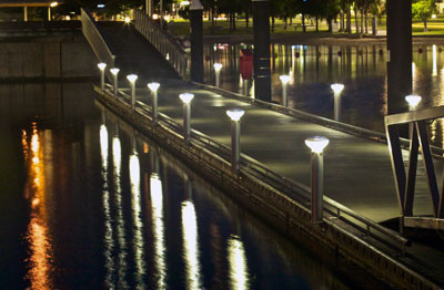 Solar Bollard Lighting Pic 1 - Solar Bollards standard model used on floating walkway