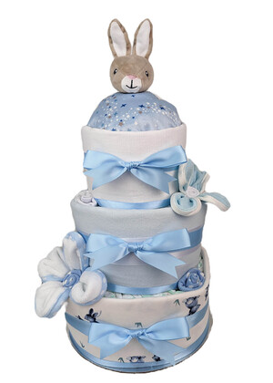 Nappy Cakes By Emma Pic 3 - Baby Boy Blue Bunny Nappy Cake