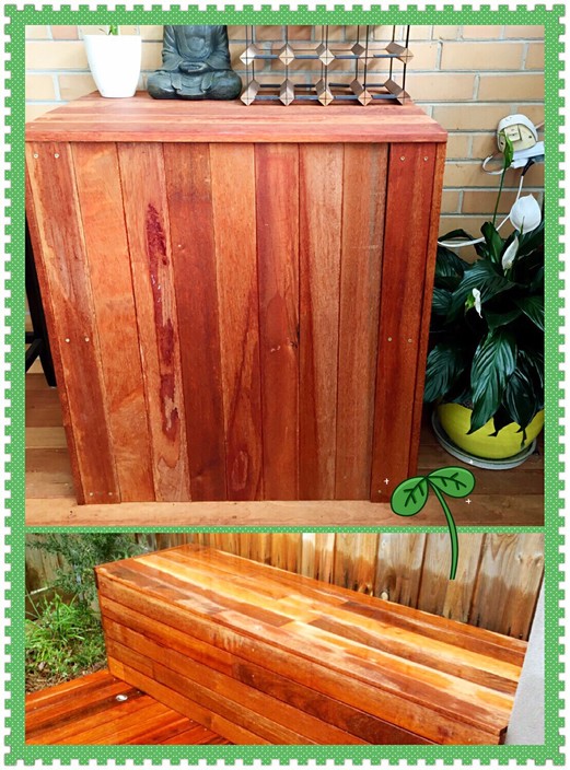 HandyAndy Melb Pic 2 - Bar counter with cabinet storage area and deck bench with storage too