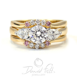 David Frith Jewellery Pic 2 - Custom pink and white diamond engagement and wedding ring stack