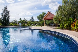 Perricoota Vines Retreat Pic 3 - The resort features 2 pools one solar heated