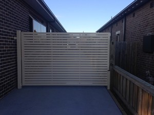 Australian Auto Gates Pic 4 - Slat design Automatic Swing Driveway Gate installed at Wareemba near Five Dock