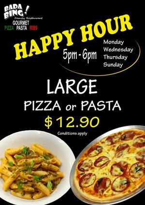 Bada Bing Pizza, Pasta & Ribs Pic 5 - HAPPY HOUR