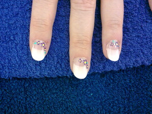 Jenbiance Pic 2 - short french acrylic with small flower nail art