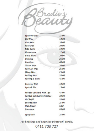 Brodie's Beauty Pic 4 - Brodies Beauty Price List