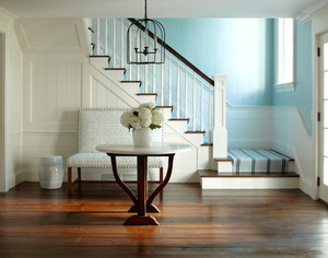 Elite Stairs Pic 3 - Closed Riser Cut String with Hardwood Treads and Painted Risers American Contemporary