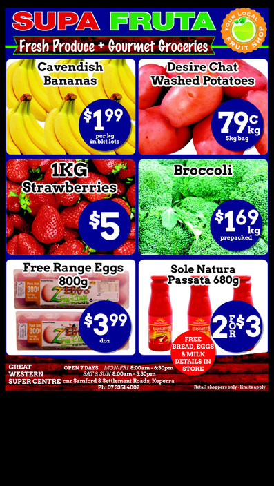 Supa Fruta Pic 1 - Fresh Produce Bargains Daily Valid to close of Business Monday 318