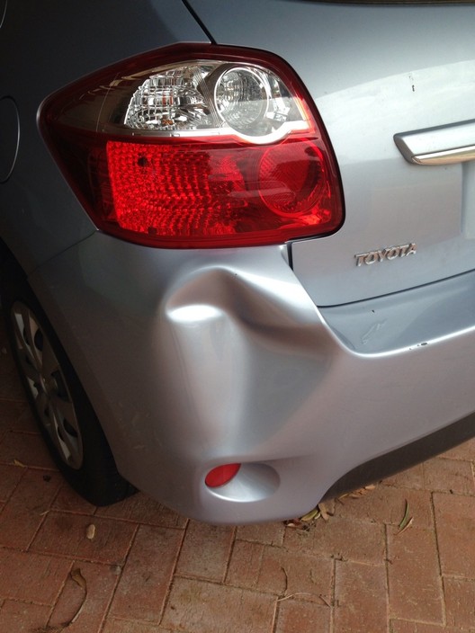 Dentaway Automotive Paintless Dent Repair Pic 1 - Bumper dent before shot