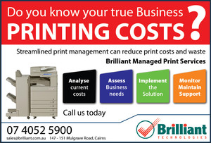 Brilliant Technologies Business Solutions Pic 2 - Do you know what your office printing is really costing you Call Robin or Grant on 40525900 and ask for an obligation free print audit