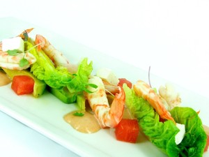 Palettes Restaurant Pic 5 - Mooloolaba prawns avocado gem lettuce watermelon marie rose