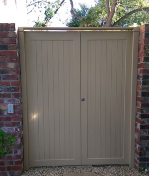 Buxley Pty Ltd. Pic 5 - New steel frame gates timber clad both sides Toorak