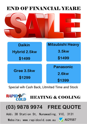 Rapid Cold Airconditioning Pty Ltd Pic 3 - EOFY SALE BIG SAVING