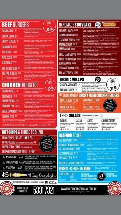 The Burger Company Pic 1 - the menu