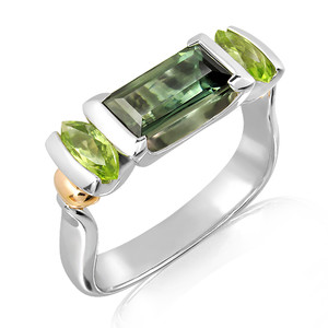 Ixtlan Melbourne Pic 5 - Tourmaline and Peridots in Handmade White Gold Ring