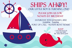 Invitations 4 Kids Pic 4 - boys nautical personalised invitation