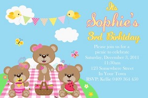 Invitations 4 Kids Pic 2 - cute bears invitation