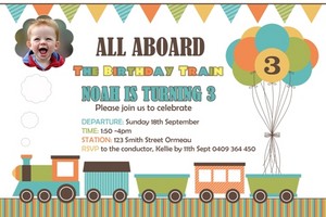 Invitations 4 Kids Pic 3 - personalised train invitations