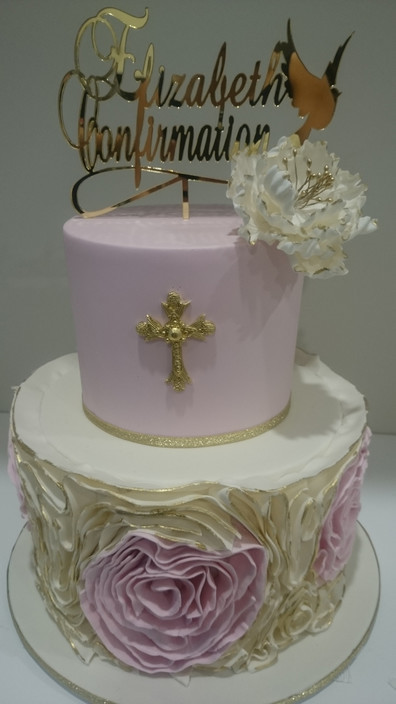 Cake Central Pic 1 - Perfect cake for a christening confirmation or communion Colours can be amended to suit your theme