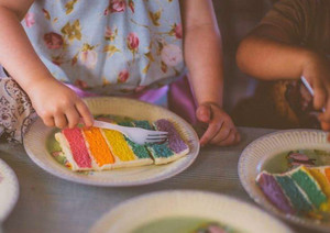 Eat a Rainbow Pic 5 - rainbow cake eating