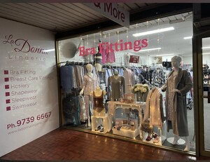 La Donna Lingerie Pic 4 - Evening window of the bra shop in Lilydale