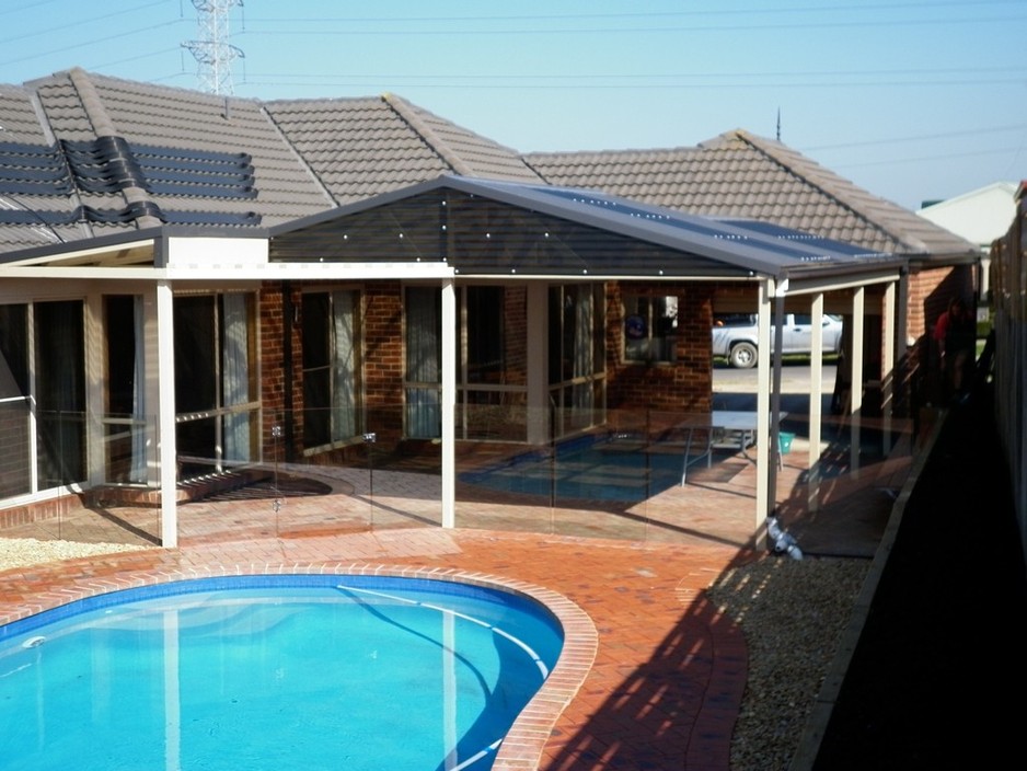 Castle Landscape Construction Pic 1 - Pergola paving and pool fencing