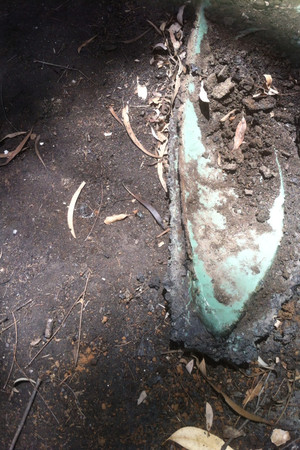 Town & Country Concrete Water Tanks Pic 4 - remains of a 22000 litre plastic tank after 2013 Coonabarabran bushfires Situated adjacent to the concrete tank in the previous photo