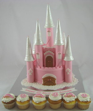 Carry's Cakes Pic 4 - Pink and White Princess Castle Birthday Cake by Carrys Cakes