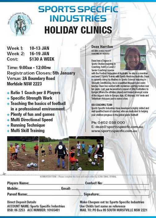 Sports Specific Industries Pic 2 - Football School Holiday Clinic January 2012