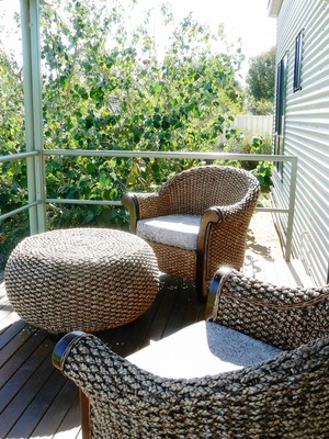 Cunnamulla Cabins Pic 4 - Outdoor decks to cabins