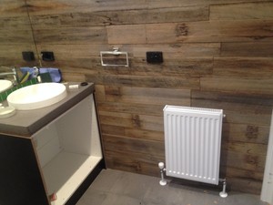 AQUAHEAT Pic 5 - Radiator Mounted on Timber Bathroom Wall