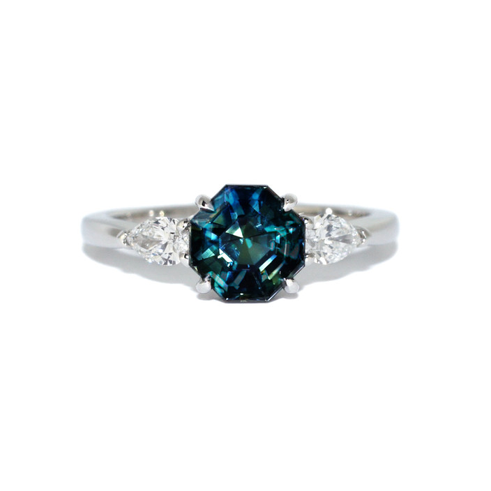 Lizunova Fine Jewels Pic 1 - Parti sapphire diamond platinum engagement ring by Sydney jewellers Lizunova