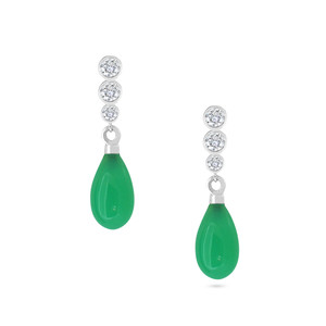 Lizunova Fine Jewels Pic 3 - Diamond chrysoprase white gold earrings by Sydney jewellers Lizunova