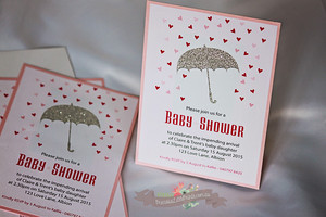 Precious Little Prints Pic 2 - Baby Shower Invitations Design Showered with LOVE Style A6 Glitter