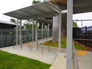 Ergon Consulting Pic 5 - Tactile ground surface indicators handrails and bicycle rack at North Strathfield Train Station