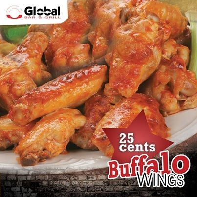 Global Burgers Pic 1 - Friday All day 25 CENT WINGS at Global