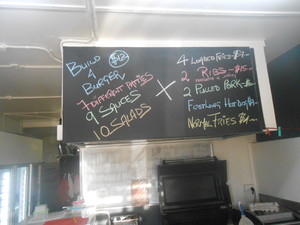 Red Dog Betta Burgers Pic 5 - View of menu board at the shop