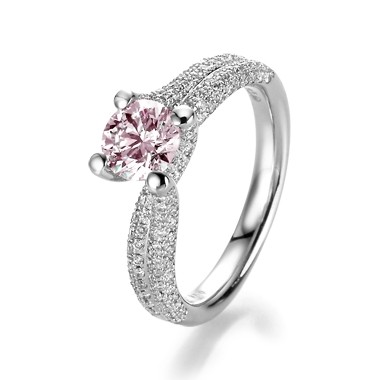 21DIAMONDS Pic 1 - White Gold Diamond Encrusted Ring with Rose Quartz