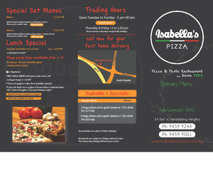 Isabella's Pizza Restaurant Pic 2 - Menu Page 2