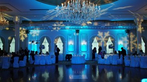 Phantos Lighting Pic 4 - frozen snow flakes theme engagement party lighting setup