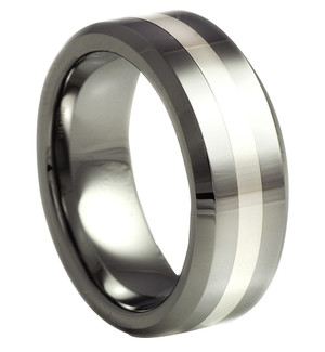 Alpha Rings Pic 4 - Tungsten and Silver mens rings