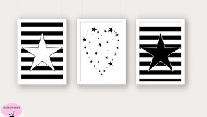 Designs By DJ Pic 2 - Chic Modern Stars Theme Wall Art Print Set for Baby or Kids Rooms