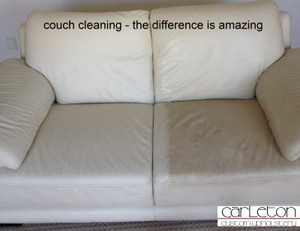 Carleton Custom Upholstery Pic 3 - Partway through a couch cleaning the difference is amazing