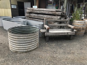 Leongatha Garden Supplies & Mini Mix Concrete Pic 5 - Hand rolled iron garden beds Zinc or patina finish 3 sizes available