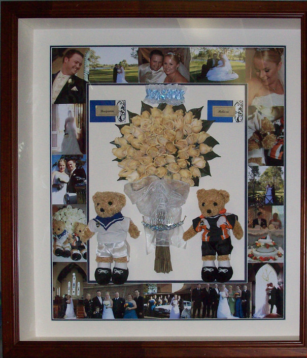 Wonderful Memories Pic 1 - bouquet with collage of photos and treasures from the wedding day